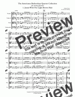 page one of Americana Barbershop Quartet Collection (for String Quartet)