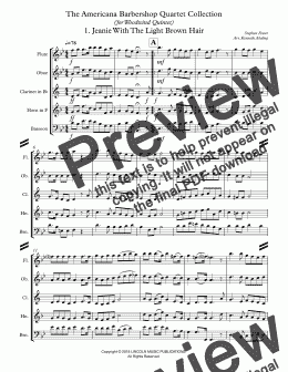 page one of Americana Barbershop Quartet Collection (for Woodwind Quintet)