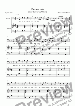 page one of Caron's aria - Bevi, bevi sicuro l'onda