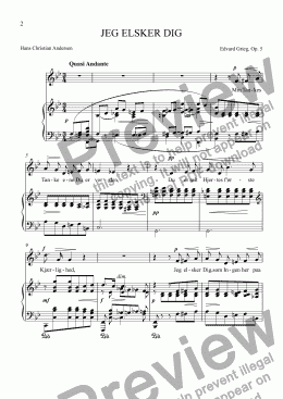 page one of Jeg elsker dig (Op. 5) - Low voice