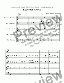 page one of Recorder Rondo (SAATB)
