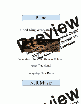 page one of Good King Wenceslas Swings (intermediate piano)