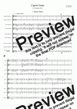 page one of Capriol Suite - Sample of Mov.1 (Saxophone Octet)
