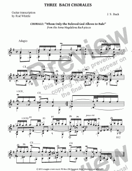 page one of 3 Bach Chorales (for solo classical guitar) 3pp