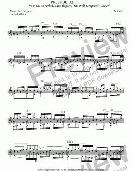 page one of Prelude XII   (for solo classical guitar)  2pp