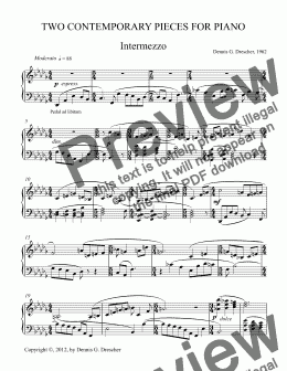 page one of TWO CONTEMPORARY PIECES FOR PIANO