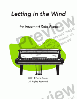page one of Letting in the Wind for Solo Piano
