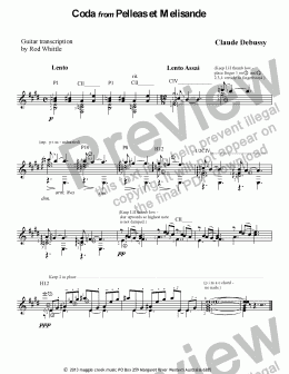 page one of  Coda from Pelleas et Melisande  (for solo classical guitar)  1 p