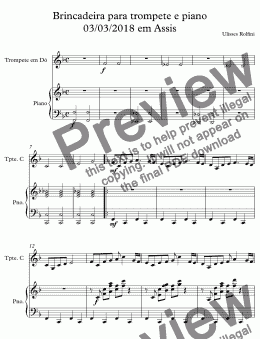 page one of Brincadeira para trompete e piano 03/03/2018 em Assis