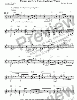 page one of Chorus and Aria from Ariadne auf Naxos  (for solo classical guitar)  2 pp