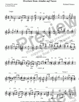 page one of Overture from Ariadne auf Naxos  (for solo classical guitar)  2 pp