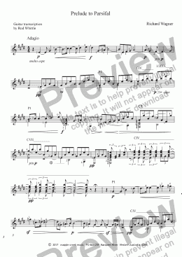page one of Prelude to Parsifal     (for solo classical guitar)    4 pp