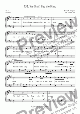 page one of We Shall See the King - Easy Piano 552