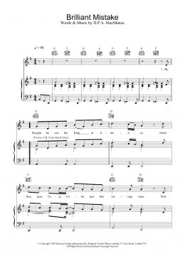 page one of Brilliant Mistake (Piano, Vocal & Guitar Chords)