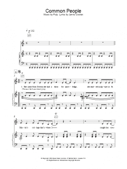 page one of Common People (Piano, Vocal & Guitar Chords (Right-Hand Melody))