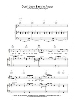 page one of Don't Look Back In Anger (Piano, Vocal & Guitar Chords (Right-Hand Melody))