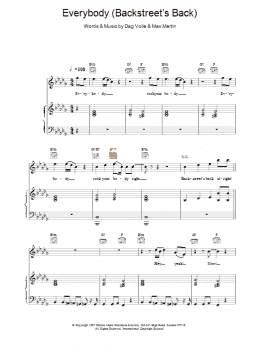 page one of Everybody (Backstreet's Back) (Piano, Vocal & Guitar Chords)