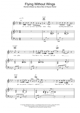 page one of Flying Without Wings (Piano, Vocal & Guitar Chords)