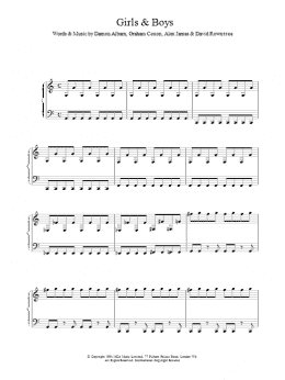 page one of Girls And Boys (Piano, Vocal & Guitar Chords)