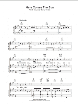 page one of Here Comes The Sun (Piano, Vocal & Guitar Chords (Right-Hand Melody))