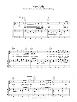 page one of Hey Jude (Piano, Vocal & Guitar Chords (Right-Hand Melody))