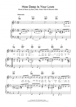 page one of How Deep Is Your Love (Piano, Vocal & Guitar Chords)