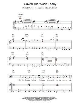 page one of I Saved The World Today (Piano, Vocal & Guitar Chords)