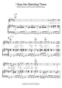 page one of I Saw Her Standing There (Piano, Vocal & Guitar Chords)