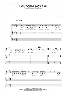 page one of I Will Always Love You (Piano, Vocal & Guitar Chords)