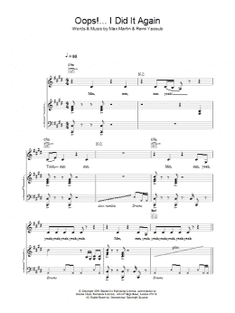 page one of Oops! I Did It Again (Piano, Vocal & Guitar Chords)