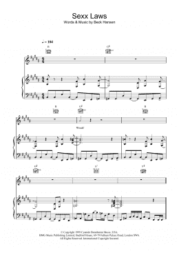 page one of Sexx laws (Piano, Vocal & Guitar Chords)