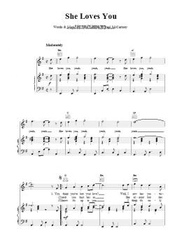 page one of She Loves You (Piano, Vocal & Guitar Chords)