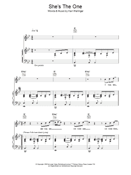 page one of She's The One (Piano, Vocal & Guitar Chords)