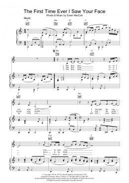 page one of The First Time Ever I Saw Your Face (Piano, Vocal & Guitar Chords)