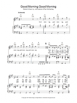 page one of Good Morning Good Morning (Piano, Vocal & Guitar Chords)