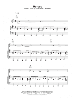 page one of Heroes (Piano, Vocal & Guitar Chords)