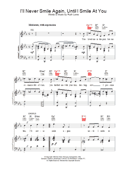 page one of I'll Never Smile Again (Piano, Vocal & Guitar Chords)
