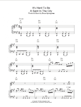 page one of It's Hard To Be A Saint In The City (Piano, Vocal & Guitar Chords)