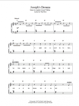 page one of Joseph's Dreams (from Joseph And The Amazing Technicolor Dreamcoat) (Easy Piano)