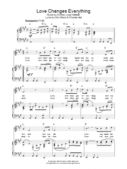 page one of Love Changes Everything (from Aspects of Love) (Piano, Vocal & Guitar Chords (Right-Hand Melody))