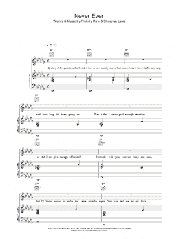 page one of Never Ever (Piano, Vocal & Guitar Chords)