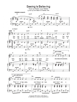 page one of Seeing Is Believing (from Aspects of Love) (Piano, Vocal & Guitar Chords)