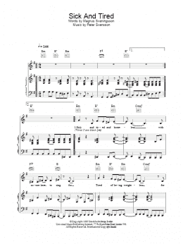 page one of Sick And Tired (Piano, Vocal & Guitar Chords)