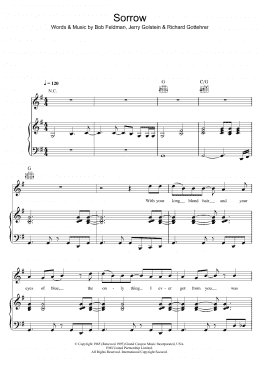 page one of Sorrow (Piano, Vocal & Guitar Chords)