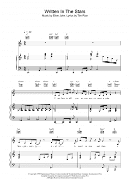page one of Written In The Stars (from Aida) (Piano, Vocal & Guitar Chords)