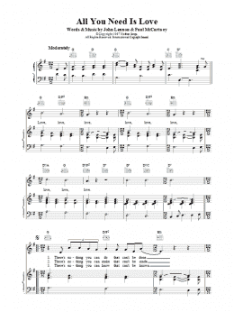 page one of All You Need Is Love (Piano, Vocal & Guitar Chords)
