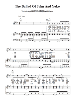 page one of The Ballad Of John And Yoko (Piano, Vocal & Guitar Chords)