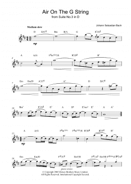 page one of Air On The G String (from Suite No.3 in D Major) (Lead Sheet / Fake Book)