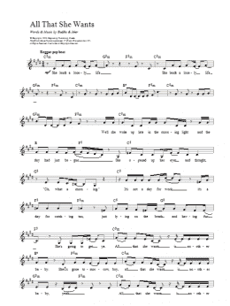 page one of All That She Wants (Lead Sheet / Fake Book)
