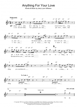 page one of Anything For Your Love (Lead Sheet / Fake Book)